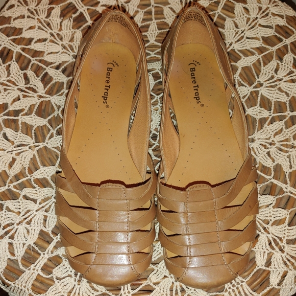 BareTraps Elton Chestnut Brown Tan Leather Huarache Gladiator Flats Shoes 6M - Picture 4 of 13
